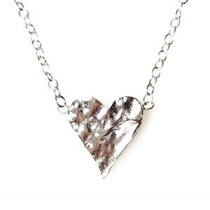 NEW - Reticulated Heart Necklace .925 Sterling Silver, Handmade NYC